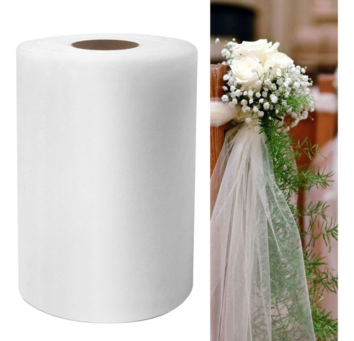 Tela Tul 6  100 Yarda Rollo Blanco Para Falda Mesa Tutu Boda