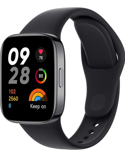 Reloj inteligente Xiaomi Redmi Watch 3 con GPS integrado, funda Bluetooth, pulsera negra, bisel negro, diseño de pulsera de malla