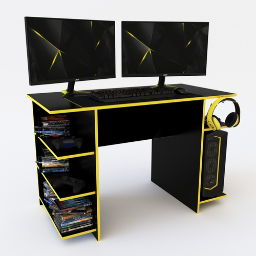 Escritorio gamer Delos DGA01 de 120cm x 78cm x 60cm negro y amarillo