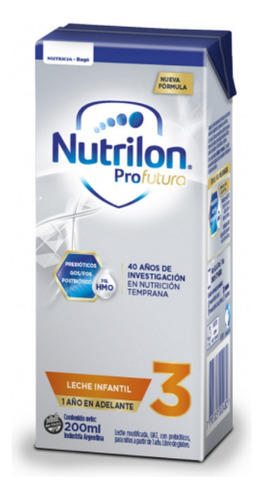 Leche de fórmula líquida sin TACC Nutricia Bagó Nutrilon Profutura 3 sabor neutro en brick x 30 unidades de 200g - 12 meses a 2 años