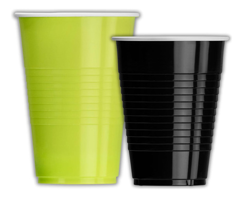 12 Oz Black And 16 Oz Neon Lime Plastic Cups Bundle