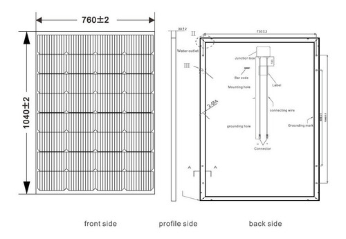 Imagen 2 de 5 de Panel Solar Trisol 160w 12v Perc Alta Eficiencia 11 Barras