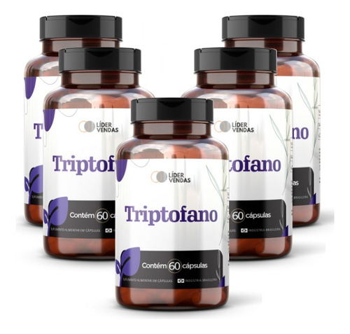 Triptofano - 60 Cáps 300mg Kit Com 5 Potes