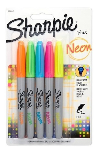 Kit Marcadores Sharpie Neón Fino X5 - Escolar - Arte - Fibra