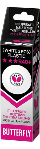 Pelotas De Tenis De Mesa Butterfly R40+, 40 Mm, Blancas, Aa