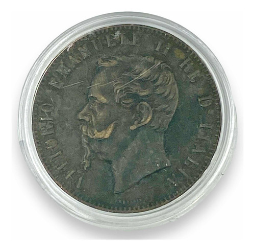 Moneda Antigua De Cobre De Italia 10 Centesimos Del Año 1867