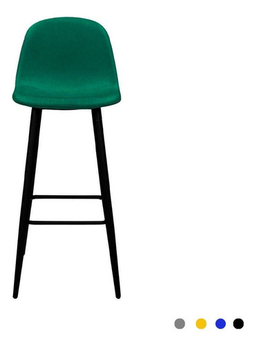 5 Sillas Tipo Banco Altas Oslo, Asiento De Gamuza Color de la estructura de la silla Verde