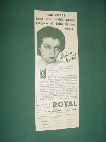 Publicidad Clipping Cinema Luisa Vehil Polvo Levadura Royal