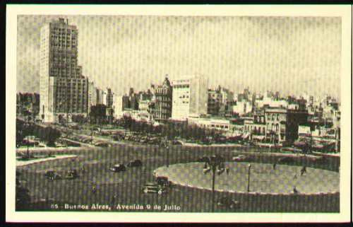 Tarjeta Postal - Avenida 9 De Julio, Buenos Aires Ca 1945
