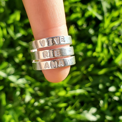 Imagen 6 de 10 de Anillo Plata Vive Rie Ama