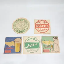 Comprar Antiguos Posavasos Cerveza Schlau Rosario Lote X 5 Mag 63288