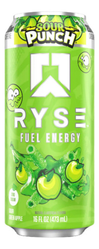Ryse Fuel 16 Oz 12 Pack Sour Punch Sabor Sour Green Apple