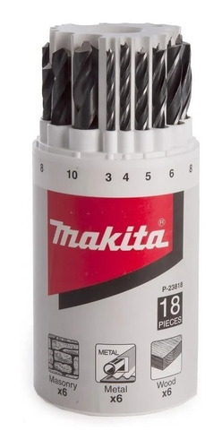 Juego De Mechas Makita 18 Piezas P-23818 (madera-metal-mamp)