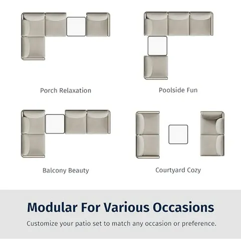 Set De Muebles De Patio Modular De 5 Piezas, Sofá De Esquina