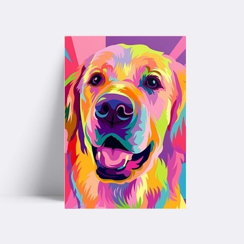 Quadro Decorativo Golden Retriever Cachorro Abstrato 20x30