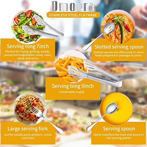 8 Piezas De Cubiertos De Acero Inoxidable Para Servir Utensi