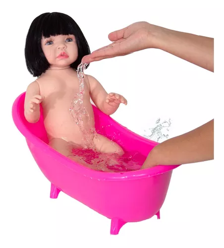 Boneca Bebê Realista Manu Girafinha Silicone Pode dar Banho Com 11