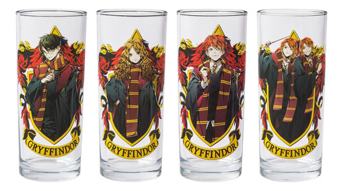 Harry Potter Character Crests - Juego De Vasos De 4 Piezas, 