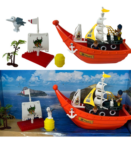 Navio Pirata Infantil Alto Mar C/ Cenário E Acessórios Barco