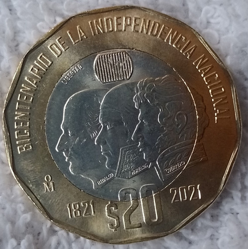 Moneda Dodecagonal 20 Pesos Bicentenario Indepencia Nacional