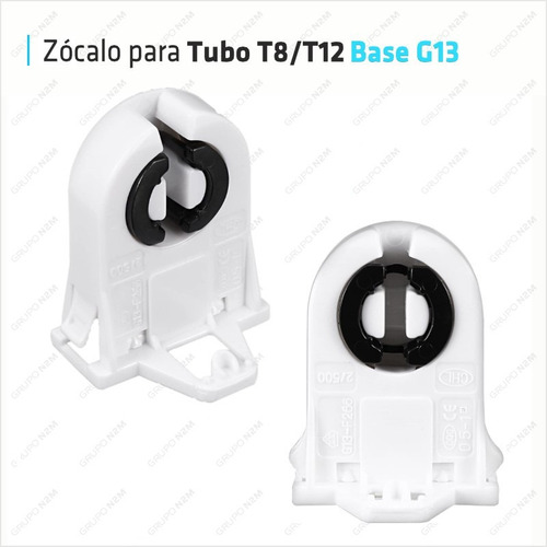 Imagen 2 de 10 de Zocalo Ceramico G13 Tubo T8 Led Tubo Fluorescente 220v Blanco