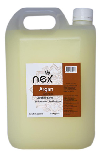 Shampoo Ultra Hidratante De Argan Bidon Peluqueria 2lt Nex