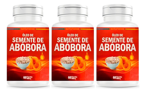 Óleo Semente Abóbora  180 Cápsulas 1000mg - Kit 03 Unidades