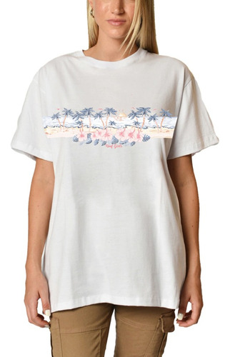 Remera Oversize Reef Hibiscus Estampada Mujer