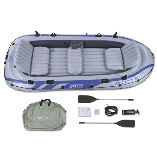 Bote Inflável Intex Excursion 5 C/ Suporte Motor Remos Barco