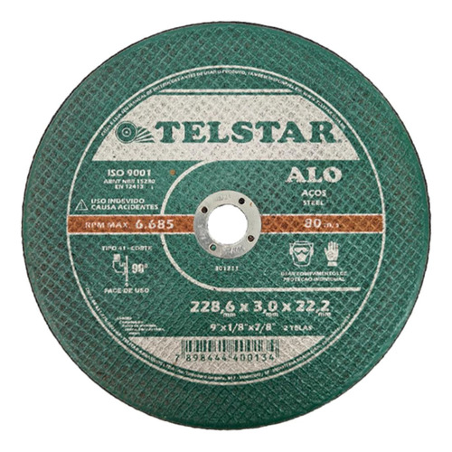 Disco Telstar Corte Ferro A 09x7/8 - Kit C/5 Unidades