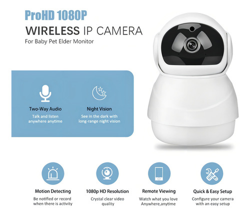 Mini Camara Ip Wifi Domo Hd1080p Seguimiento Inteligente Color Blanca Seisa IPC-ZAS02