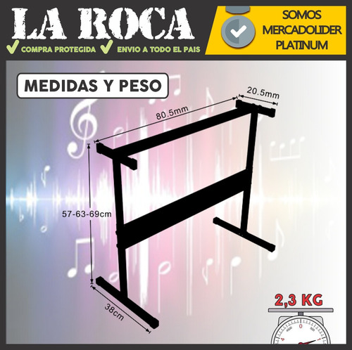 Imagen 5 de 10 de Soporte De Teclado Tipo H Sintetizador Piano Reforzado Envio