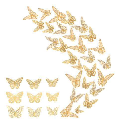 Imagen 1 de 10 de 36pcs / Set Mariposas 3d Pegatinas De Pared Diseño Hueco