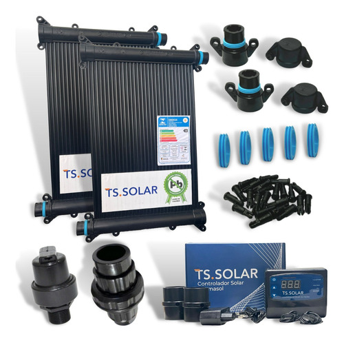 Kit Aquecedor Solar Piscina 17 Placas 3m + Kit Completo