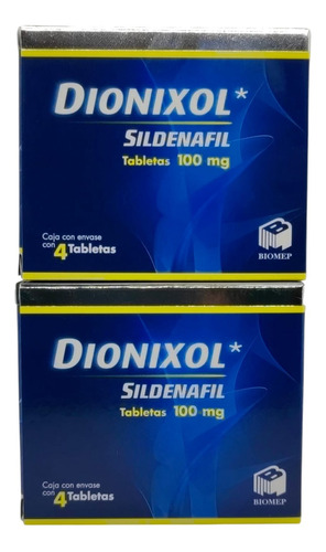 Sildenafil 100mg 8 Tabletas Dionixol 2 Cajas Con 4 Tabletas