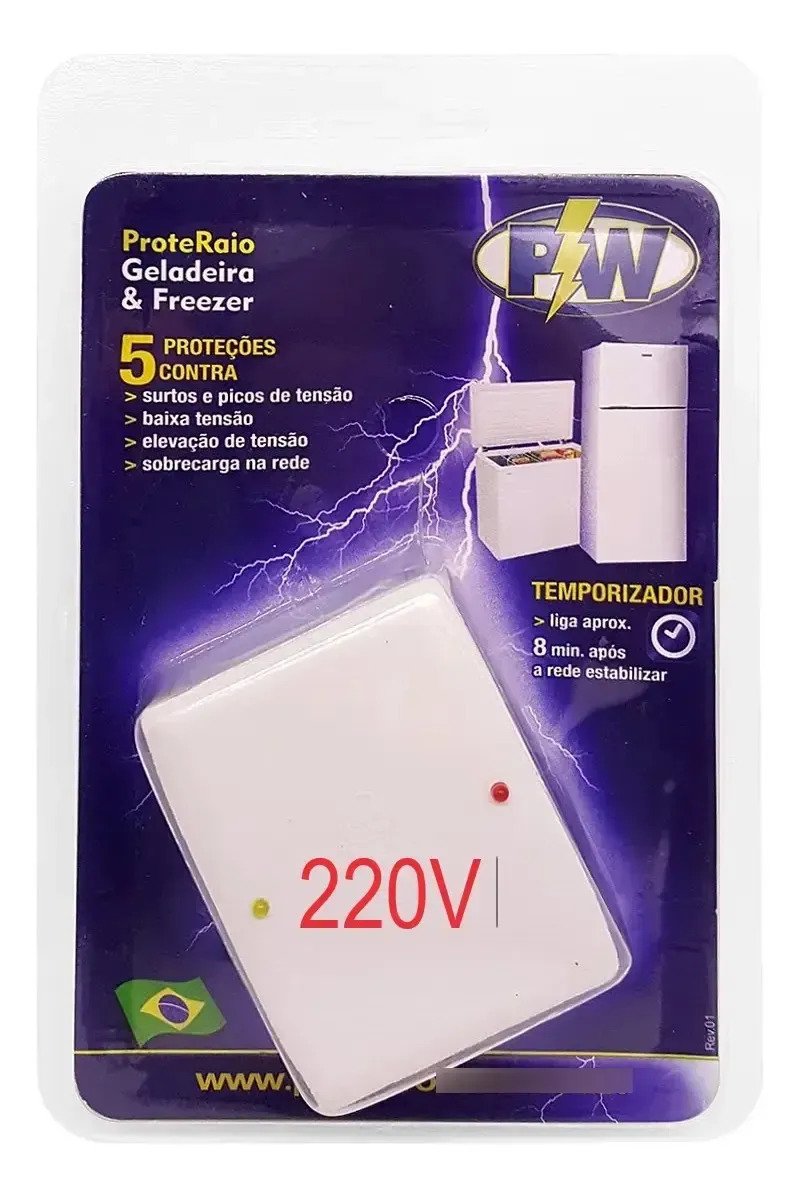 P&w 206 Protetor Contra Raios Surtos 5x1 Geladeira & Freezer 220 Volts