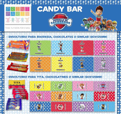 Candy Bar Paw Patrol Personalizado Para Imprimir