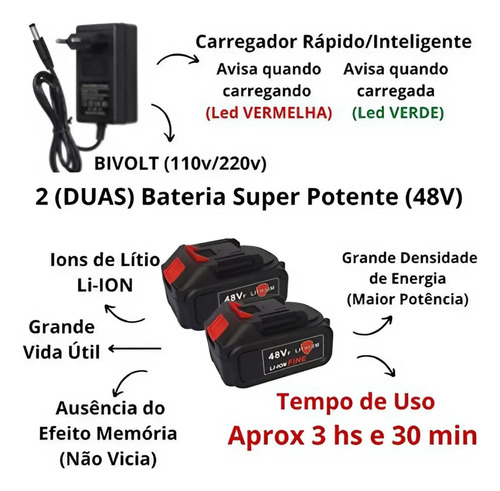 Lavadora Portátil Lava Jato 2 Baterias 48v Preto Com Maleta