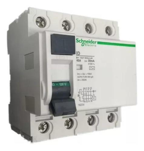 Disyuntor Diferencial 4x40a 300ma 10 Ka Schneider 16256