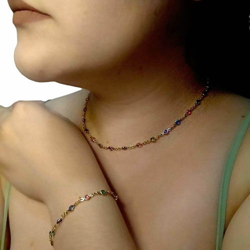 Imagem 4 de 7 de Gargantilha + Pulseira Folheada Feminina + Brinde C/garantia