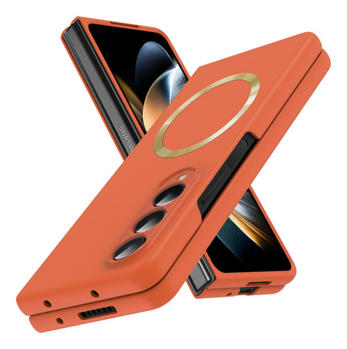 Funda Para Galaxy Z Fold 3 5g Naranja Duro Policarbonato
