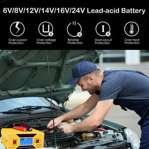 Cargador Automático De Batería Coche 6 A 24 V 0-10 A