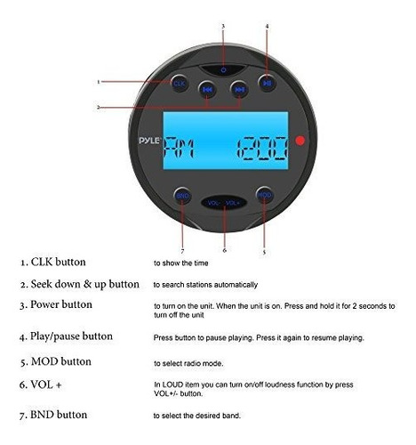 Radio Marina Impermeable Redonda Pyle Barco Acuatico 200w