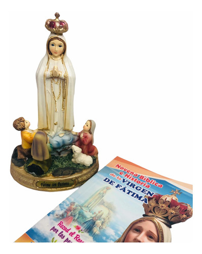 Virgen De Fátima Con Pastores En Porcelana Italiana + Novena