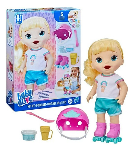 Baby Alive Muñeca Bebe Patinadora Con Accesorios