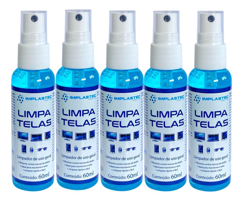 Kit 5 Limpa Telas Implastec Clean 60ml