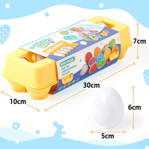 Juego Didáctico De Huevos De Colores Y Formas, 12 Piezas