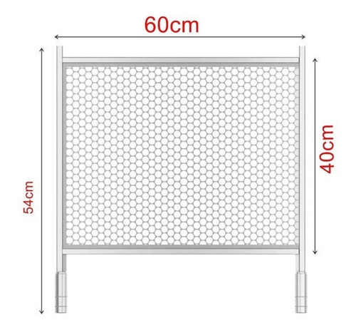 Imagem 2 de 2 de Grelha Tela Moeda Inox 40x60 P/ Churrasqueira Cabo Alumínio