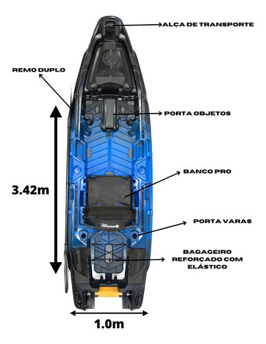 My Way Caiaque Brudden Nautica Completo Especial P/ Motor Cor Azul