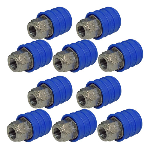 Kit 10 Engate Rápido Compressor Ar 1/4 Fêmea Npt Azul